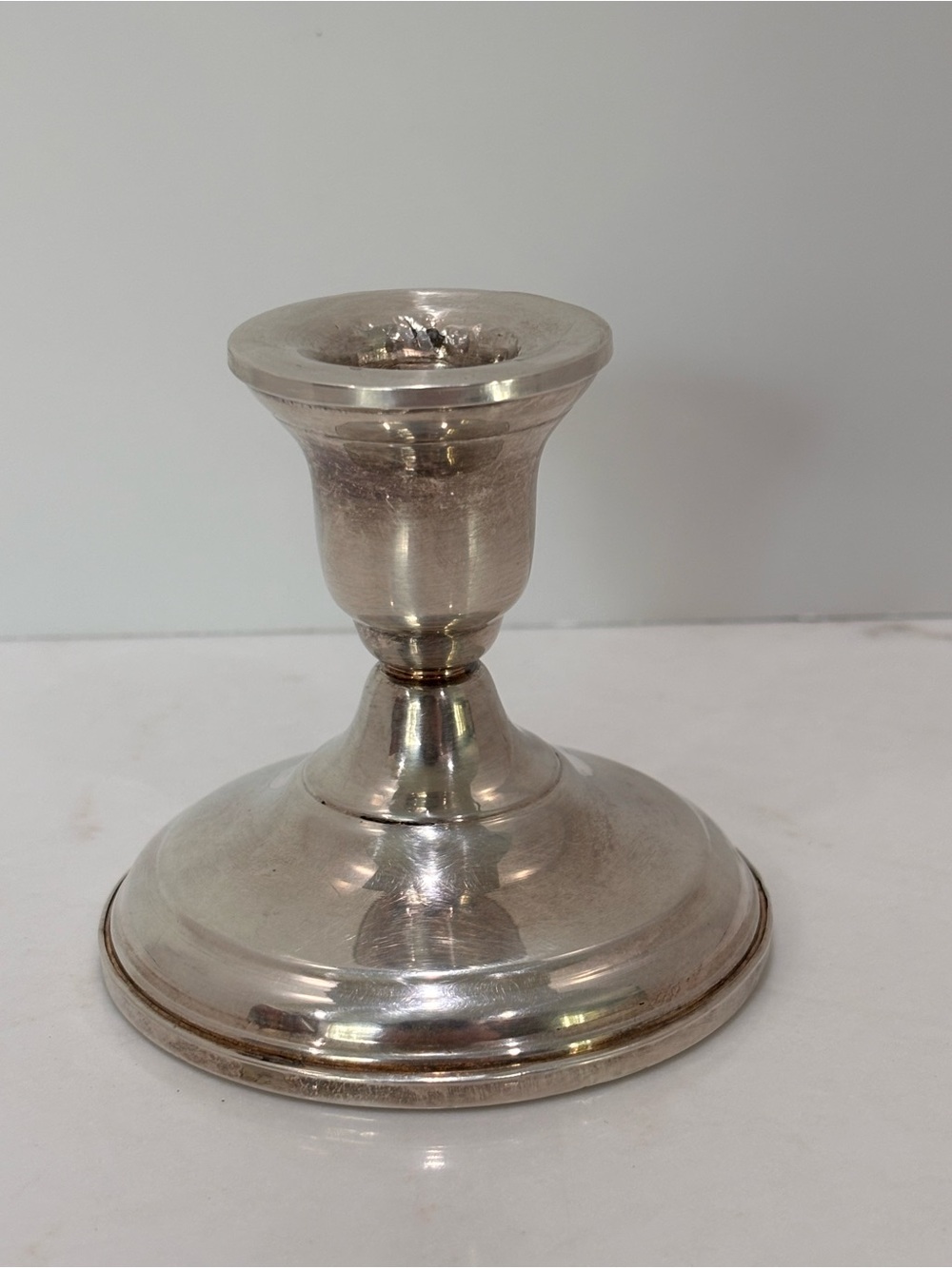 Vintage Sterling Silver Weighted Candlestick 3” Taper Candle Holder